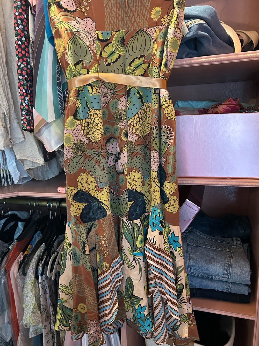 Nanette Lepore VTG Butterfly Print Dress Hankerchief hem *measurements added* - Picture 2 of 8